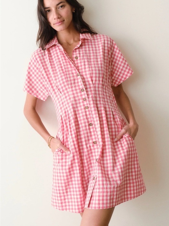 Marine Layer Dresses & Skirts - Marine Layer Pink Gingham Button-Front Mini Dress